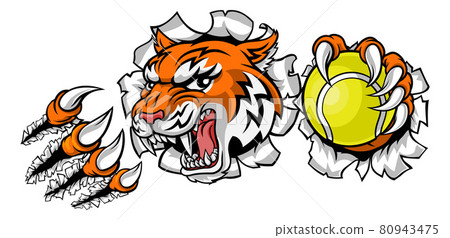 Tiger Tennis Player Animal Sports Mascot Tiger Tennis Player Animal Sports Mascot 80943475