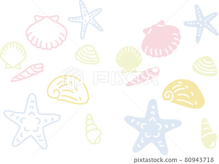 Illustration of pastel colored seashells Illustration of pastel colored seashells 80943718