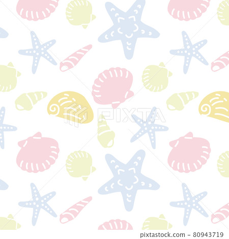 Seamless pattern of pastel seashells Seamless pattern of pastel seashells 80943719
