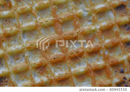 Chocolate round waffle cookies on a white background 80945550
