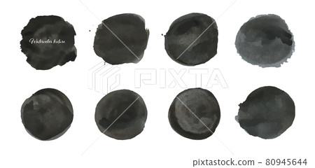 Set of black blots.Black spots, uneven edge.Watercolor texture.Vector Set of black blots.Black spots, uneven edge.Watercolor texture.Vector 80945644