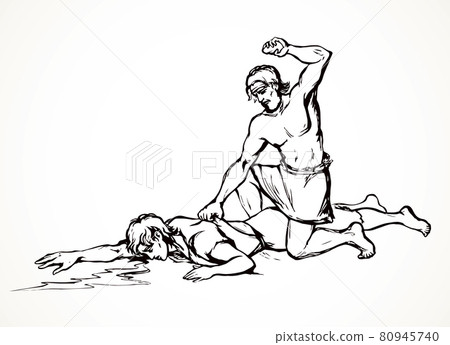 Cain and Abel. Vector drawing Cain and Abel. Vector drawing 80945740