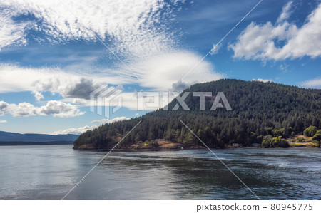 View of Beautiful Gulf Islands during a sunny day. View of Beautiful Gulf Islands during a sunny day. 80945775