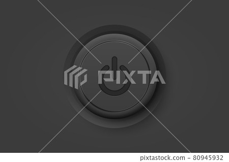 Vector Realistic Black Power Plastic Knob Closeup. Circle Button Icon, Design Template of Power Volume Playback Control. Top, Front View 80945932