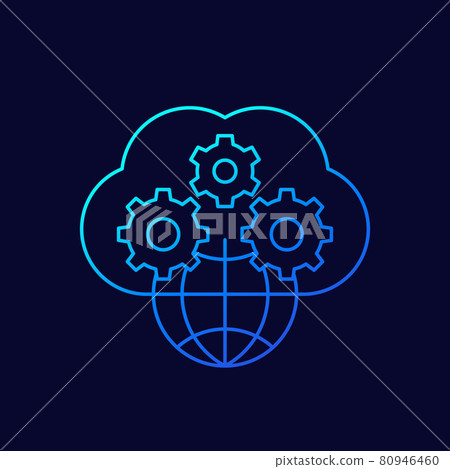 cloud and network linear icon cloud and network linear icon 80946460