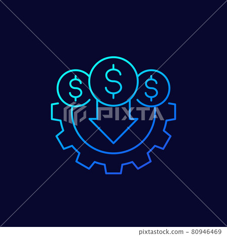 reduce or decrease cost line icon - Stock Illustration [80946469] - PIXTA
