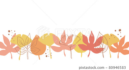 Autumn plant set: Vector illustration of autumn leaves, fallen leaves of ginkgo and frame material of line drawing Autumn plant set: Vector illustration of autumn leaves, fallen leaves of ginkgo and frame material of line drawing 80946583