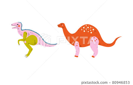 Dinosaur as Prehistoric Creature and Jurassic Predator Vector Set Dinosaur as Prehistoric Creature and Jurassic Predator Vector Set 80946853