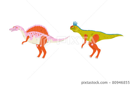 Dinosaur as Prehistoric Creature and Jurassic Predator Vector Set Dinosaur as Prehistoric Creature and Jurassic Predator Vector Set 80946855
