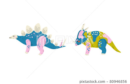 Dinosaur as Prehistoric Creature and Jurassic Predator Vector Set Dinosaur as Prehistoric Creature and Jurassic Predator Vector Set 80946856