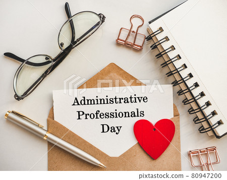 Admin Day Greeting Card. Close-up, view from above Admin Day Greeting Card. Close-up, view from above 80947200