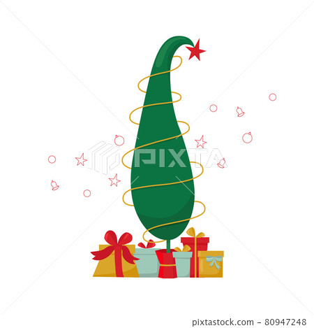 Grinch Christmas tree and gift boxes. Vector stock illustration isolated on white background for template design Christmas sale, greeting card, invitation. EPS10 Grinch Christmas tree and gift boxes. Vector stock illustration isolated on white background for template design Christmas sale, greeting card, invitation. EPS10 80947248