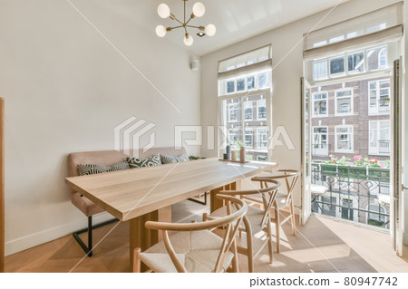Interior design of bright and beautiful dining room Interior design of bright and beautiful dining room 80947742