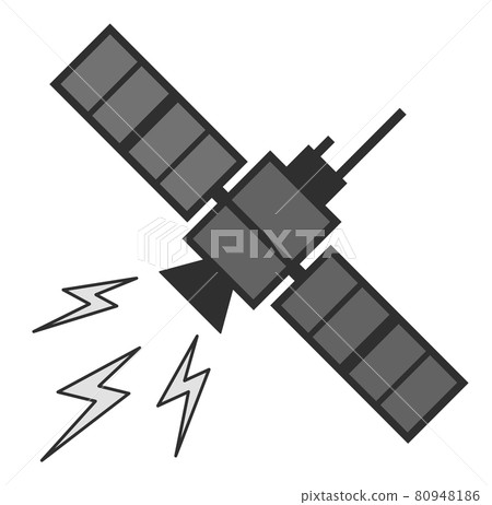 Illustration of an artificial satellite floating in outer space 80948186