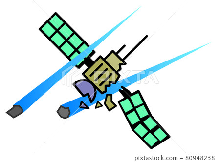 Illustration of an artificial satellite damaged by a collision with a meteorite 80948238