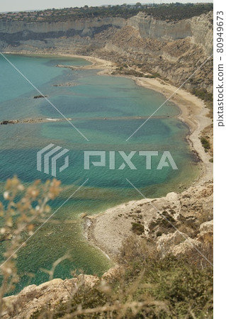 Zapallo Bay in Cyprus island turquoise blue lagoon and sandy beach Zapallo Bay in Cyprus island turquoise blue lagoon and sandy beach 80949673