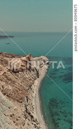 Rocky coast and blue Mediterranean sea in Pissouri Cyprus island 80949675