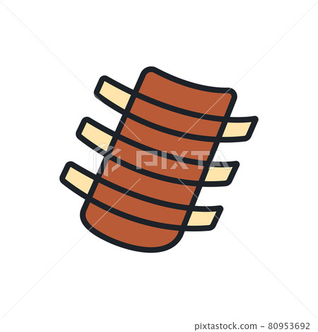 Ribs icon. Vector isolated linear color icon contour shape outline. Thin line. Modern glyph design. Meat products. Food ingredients 80953692
