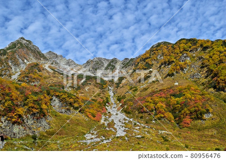 Karasawa Cirque of Autumn Leaves: Mt. Kitahotaka looking up from the tent site Karasawa Cirque of Autumn Leaves: Mt. Kitahotaka looking up from the tent site 80956476