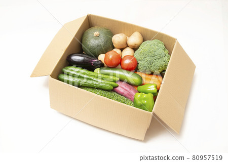 一個裝滿蔬菜的紙箱 80957519