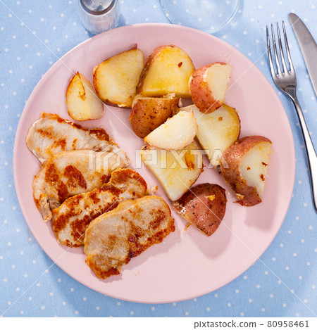 Fried pork with potatoes Fried pork with potatoes 80958461