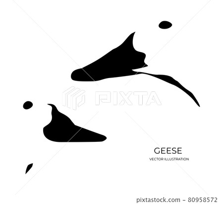 Vector illustration of black silhouettes of goose heads on a white background. Vector illustration of black silhouettes of goose heads on a white background. 80958572