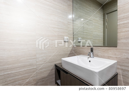 Modern wash basin in new bathroom interior in Spacious apartment 80958697