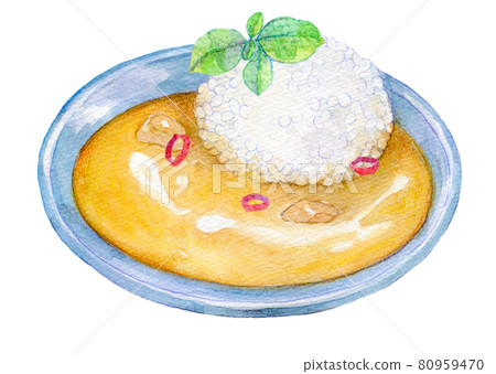 Watercolor illustration butter chicken curry - Stock Illustration  [80959470] - PIXTA