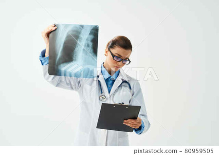 female doctor medical gown x-ray diagnostics laboratory hospital female doctor medical gown x-ray diagnostics laboratory hospital 80959505