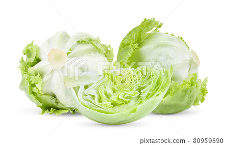 Green Iceberg lettuce on White 80959890