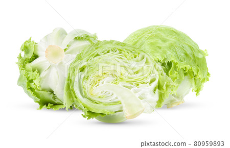 Green Iceberg lettuce on White 80959893