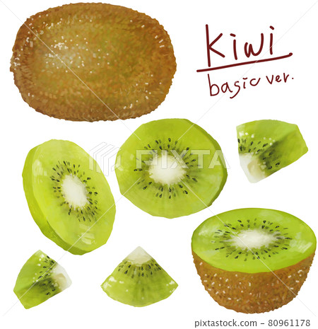 Transparent kiwi illustration [basic ver.] There is also a full set of various angles. 80961178