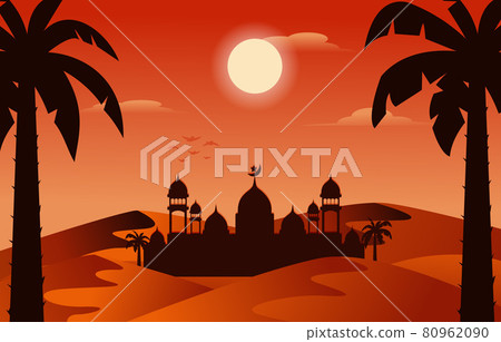 Mosque Arabic Desert Muslim Eid Mubarak Islamic Culture Illustration Mosque Arabic Desert Muslim Eid Mubarak Islamic Culture Illustration 80962090