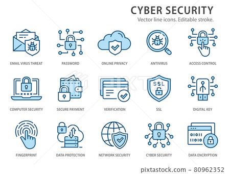 Cyber security line icons set. Vector... - Stock Illustration [80962352 ...