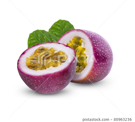 Passion fruit isolated on white background. 80963236