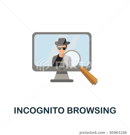 Incognito Browsing flat icon. Colored sign from dark web collection. Creative Incognito Browsing icon illustration for web design, infographics and more 80963286