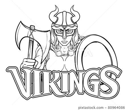 Viking Female Gladiator Warrior Woman Team Mascot Viking Female Gladiator Warrior Woman Team Mascot 80964086