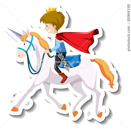 Prince riding horse cartoon sticker 80964198