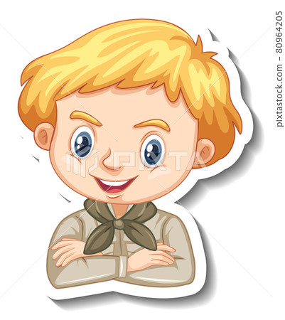 Boy in safari outfit cartoon character sticker 80964205