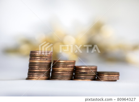 Stack of coins, money climbing stairs with bokeh background, Finance and saving concept with copy space Stack of coins, money climbing stairs with bokeh background, Finance and saving concept with copy space 80964327