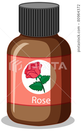 Rose essential oil bottle isolated Rose essential oil bottle isolated 80964372