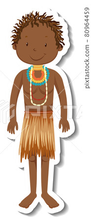 African tribal man cartoon character sticker 80964459