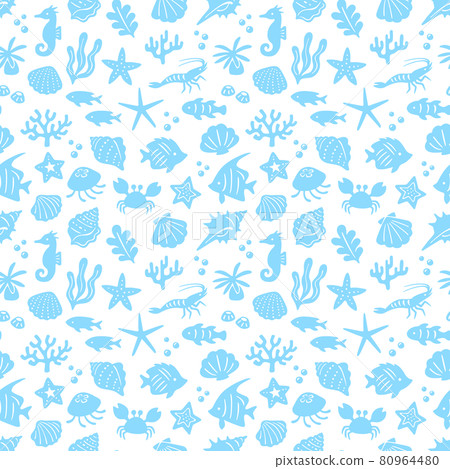 Silhouette pattern of sea creatures Silhouette pattern of sea creatures 80964480