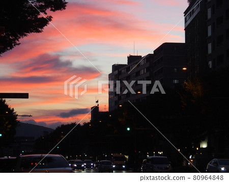 Sunset seen in Kyoto in summer Sunset seen in Kyoto in summer 80964848