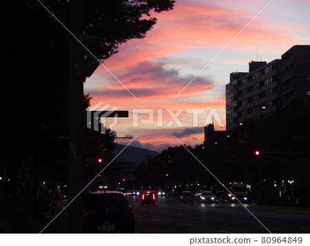 Sunset seen in Kyoto in summer Sunset seen in Kyoto in summer 80964849