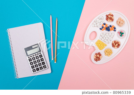 Pharmaceutical Industry and Treatment Costs - Different Colored Pills Pharmaceutical Industry and Treatment Costs - Different Colored Pills 80965339