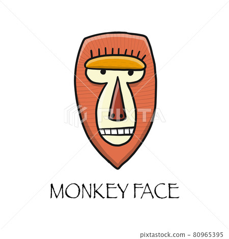Funny monkey face. Sketch for your design. Childish style 80965395