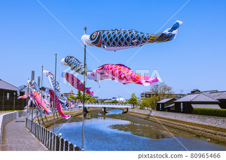 Handa Canal Handa warehouse town carp streamer Aichi Prefecture Handa Canal Handa warehouse town carp streamer Aichi Prefecture 80965466