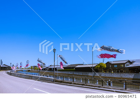 Handa Canal Handa warehouse town carp streamer Aichi Prefecture Handa Canal Handa warehouse town carp streamer Aichi Prefecture 80965471