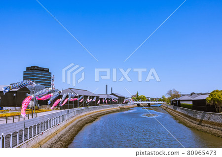 Handa Canal Handa warehouse town carp streamer Aichi Prefecture Handa Canal Handa warehouse town carp streamer Aichi Prefecture 80965473